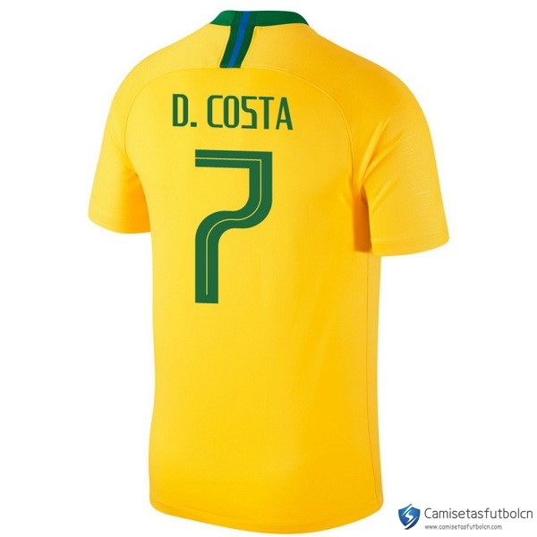 Camiseta Seleccion Brasil Primera equipo D.Costa 2018 Amarillo